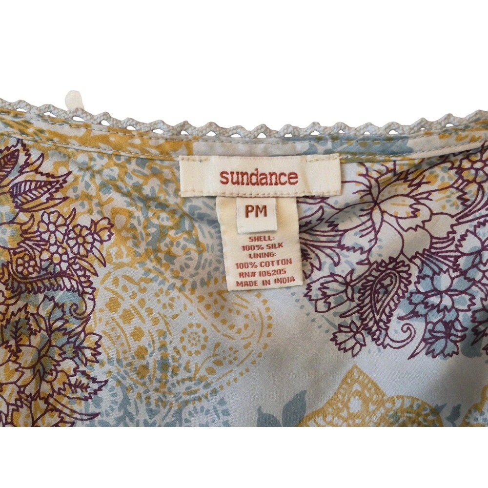 Sundance Untamed Spirit M 100% Silk Maxi Dress Tiered Patchwork Boho Luxury - Picture 3 of 9